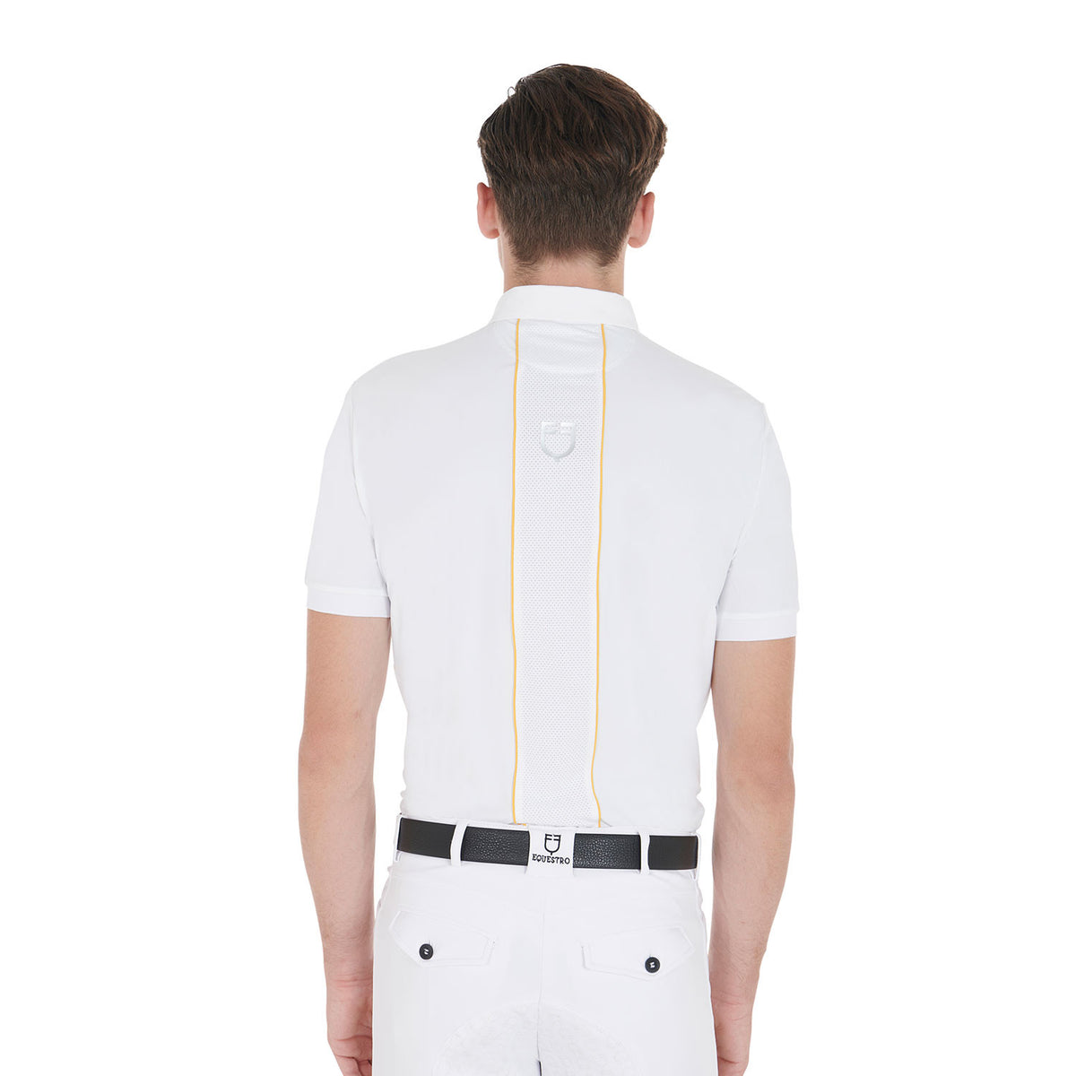 Equestro Men's slim fit polo shirt in technical fabric with piping