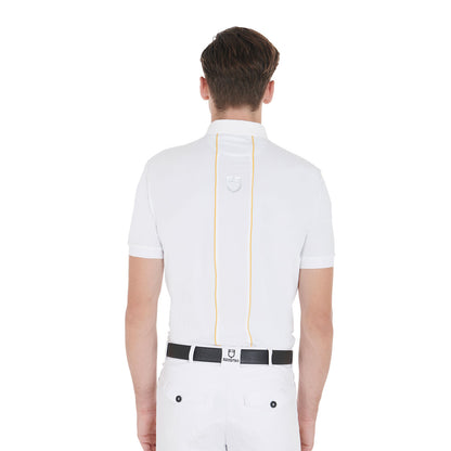 Equestro Men's slim fit polo shirt in technical fabric with piping