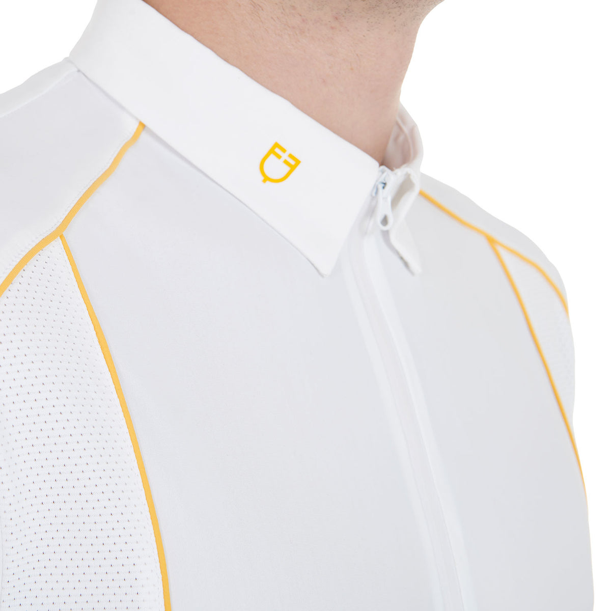 Equestro Men's slim fit polo shirt in technical fabric with piping