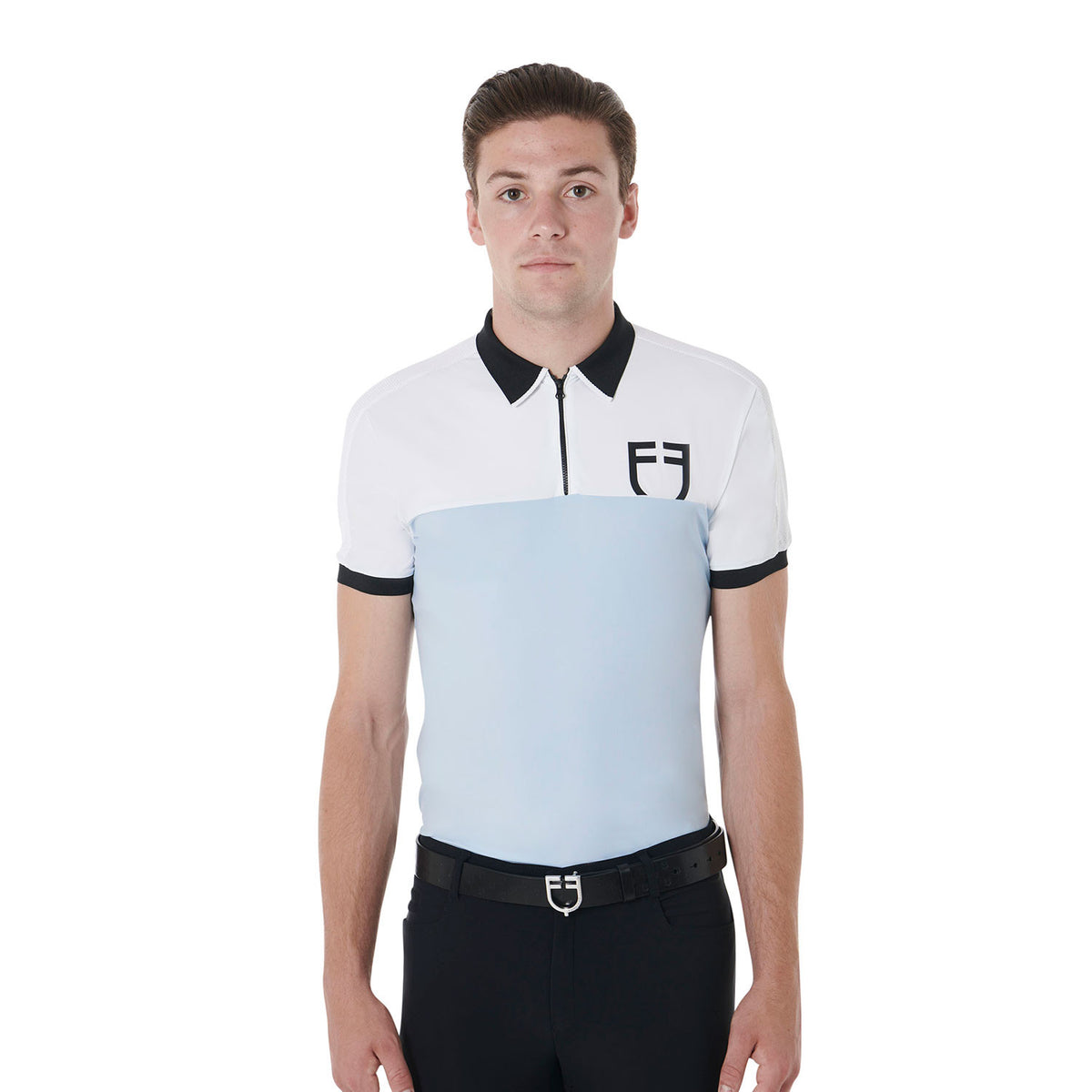 Equestro Men's slim fit training polo shirt with front logo
