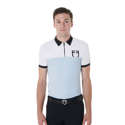 Equestro Men's slim fit training polo shirt with front logo