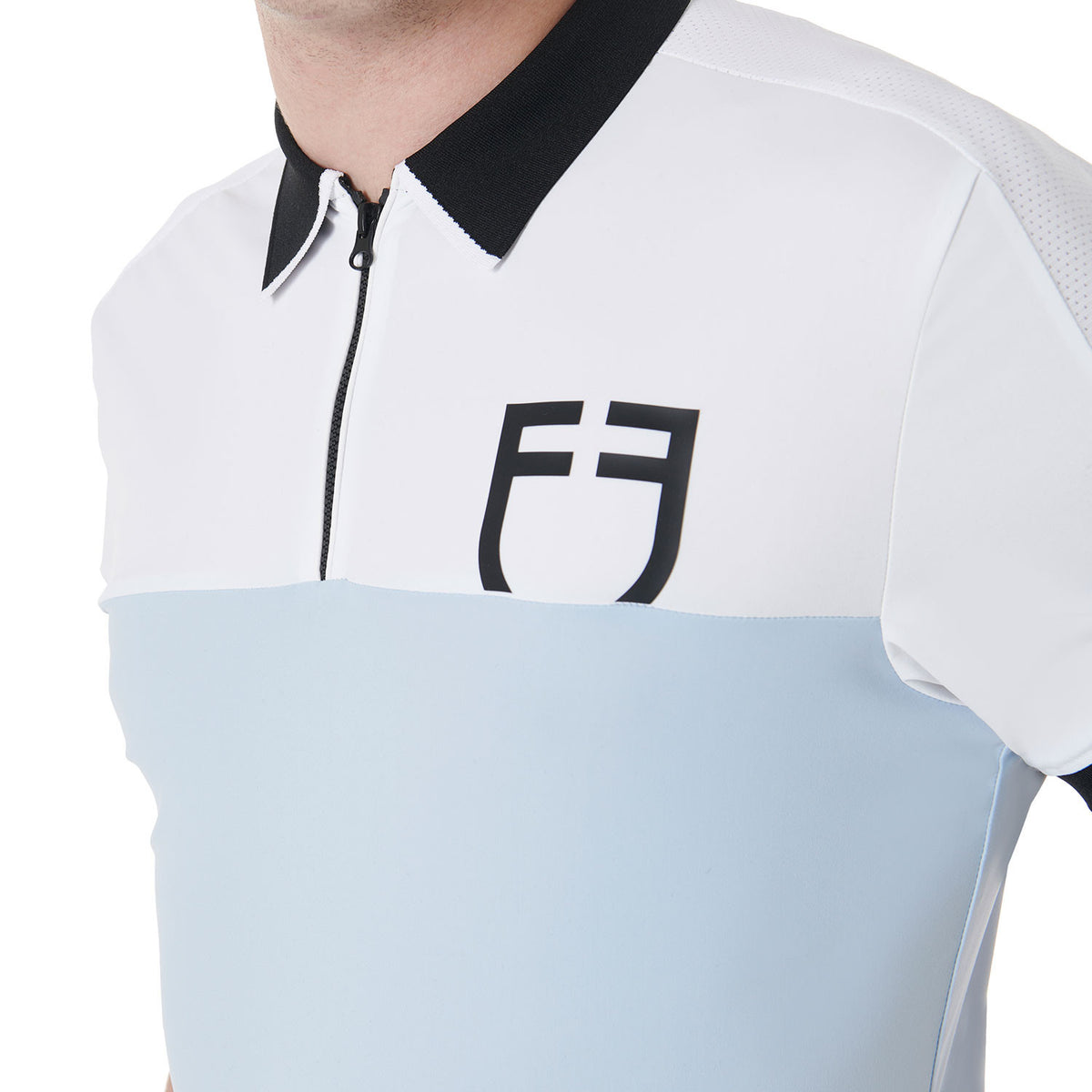 Equestro Men's slim fit training polo shirt with front logo