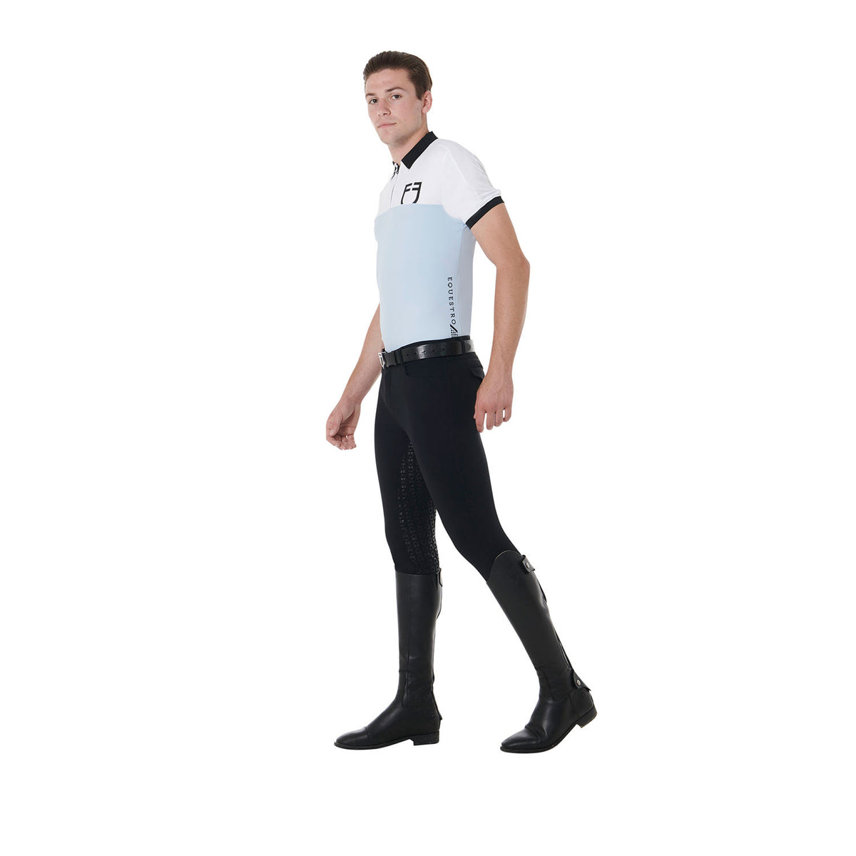 Equestro Men's slim fit training polo shirt with front logo