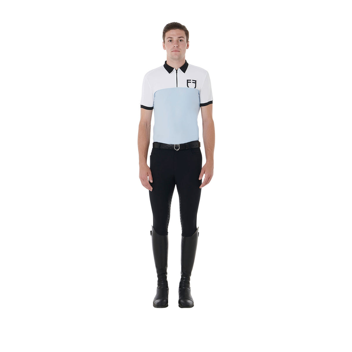 Equestro Men's slim fit training polo shirt with front logo