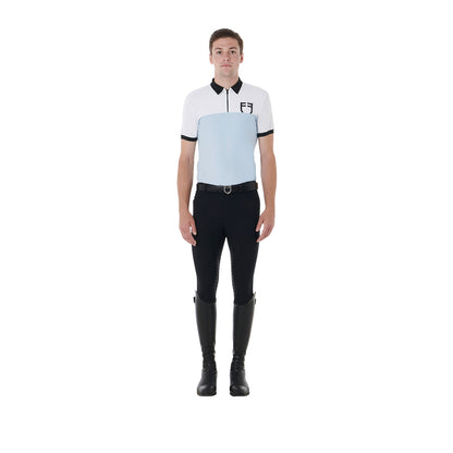 Equestro Men's slim fit training polo shirt with front logo