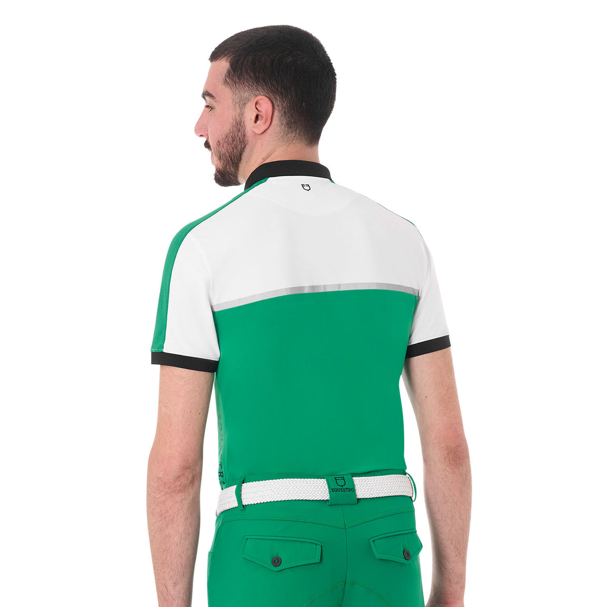 Equestro Men's slim fit training polo shirt with front logo