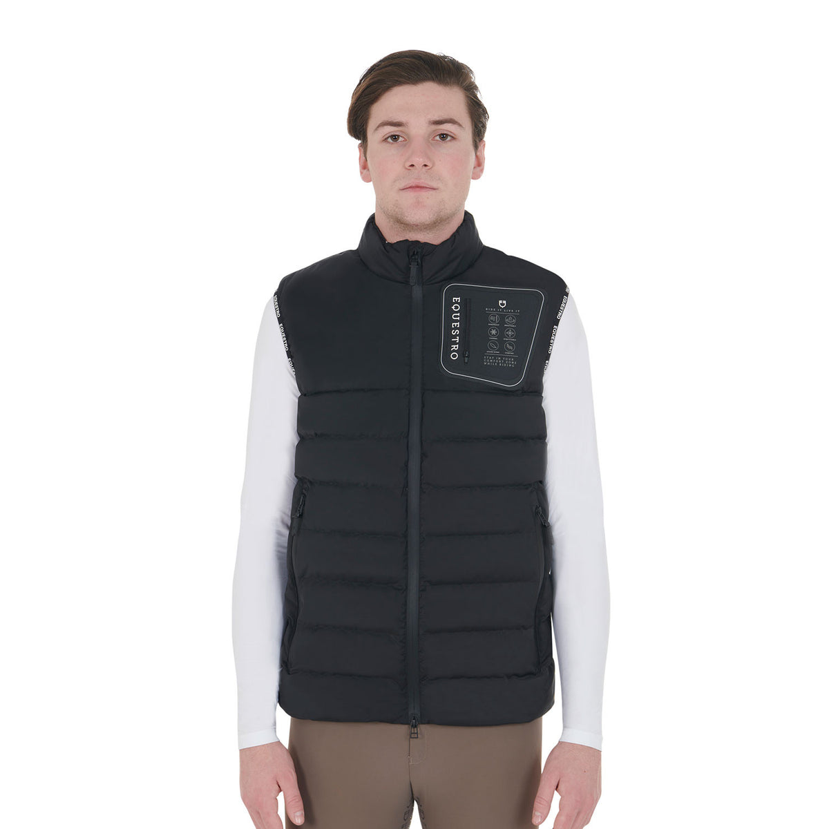 Equestro Men's stretch fabric vest silicone patch