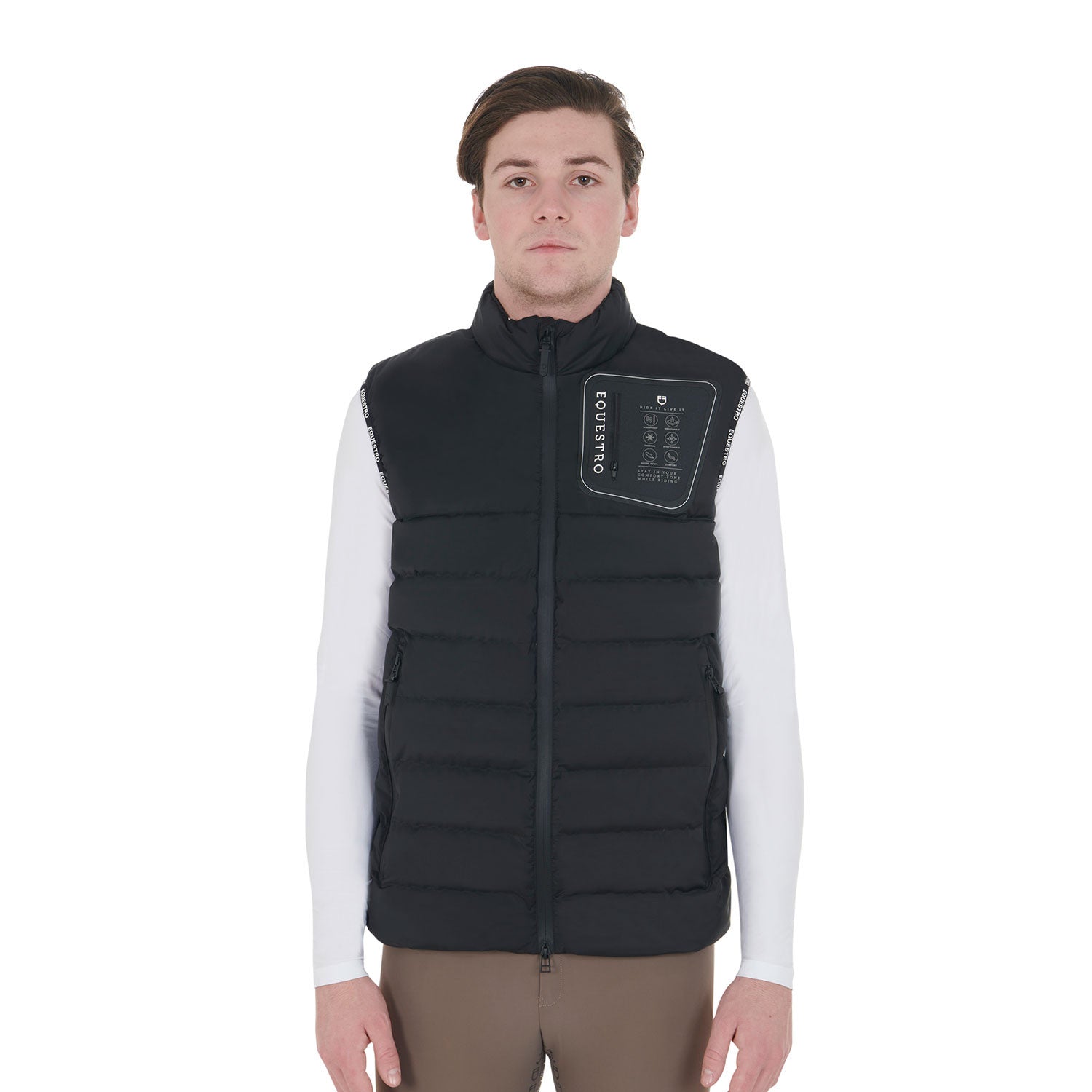 Equestro Men's stretch fabric vest silicone patch