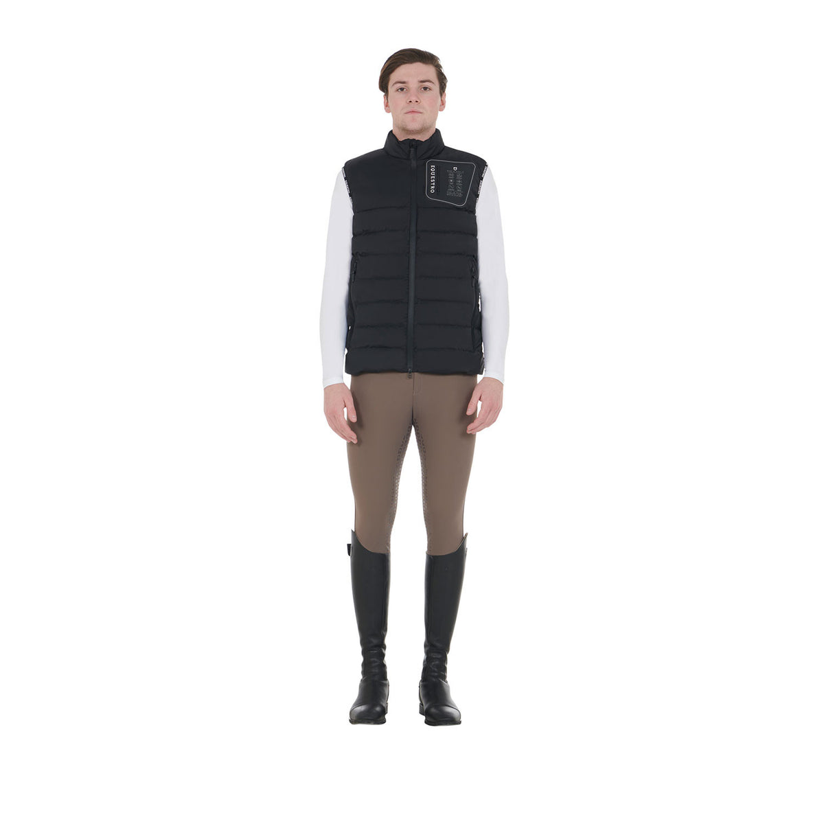 Equestro Men's stretch fabric vest silicone patch