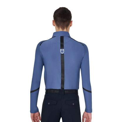 Equestro Men's slim fit long sleeve training polo shirt
