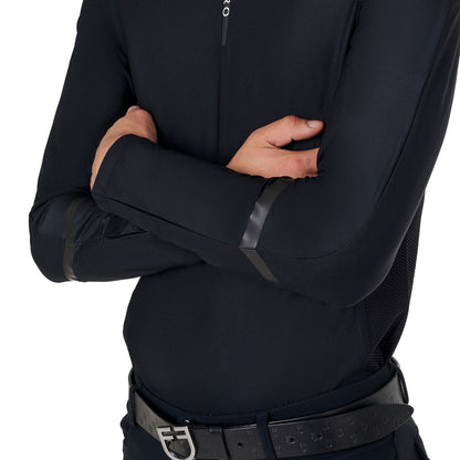 Equestro Men's slim fit long sleeve training polo shirt