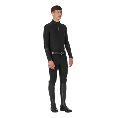 Equestro Men's slim fit long sleeve training polo shirt