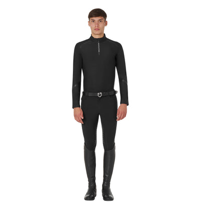 Equestro Men's slim fit long sleeve training polo shirt