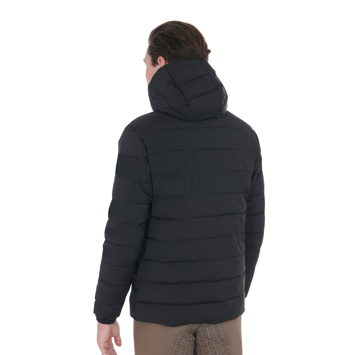 Equestro Men's stretch fabric down jacket silicone patch