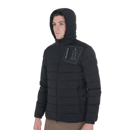 Equestro Men's stretch fabric down jacket silicone patch
