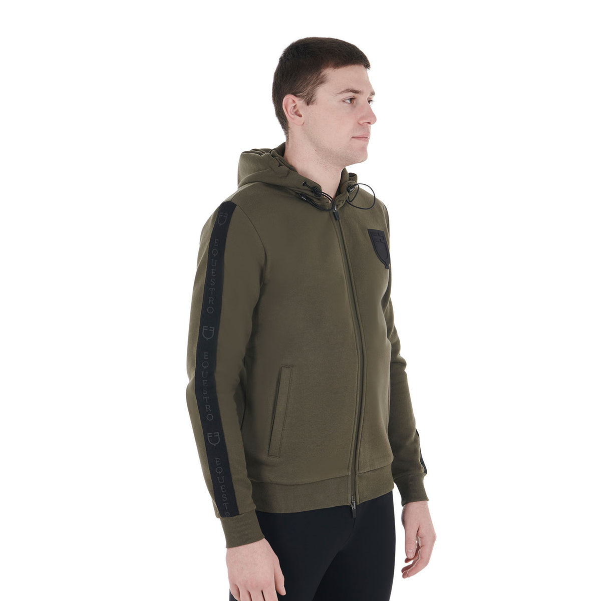 Equestro Men's hooded sweatshirt fleece inside