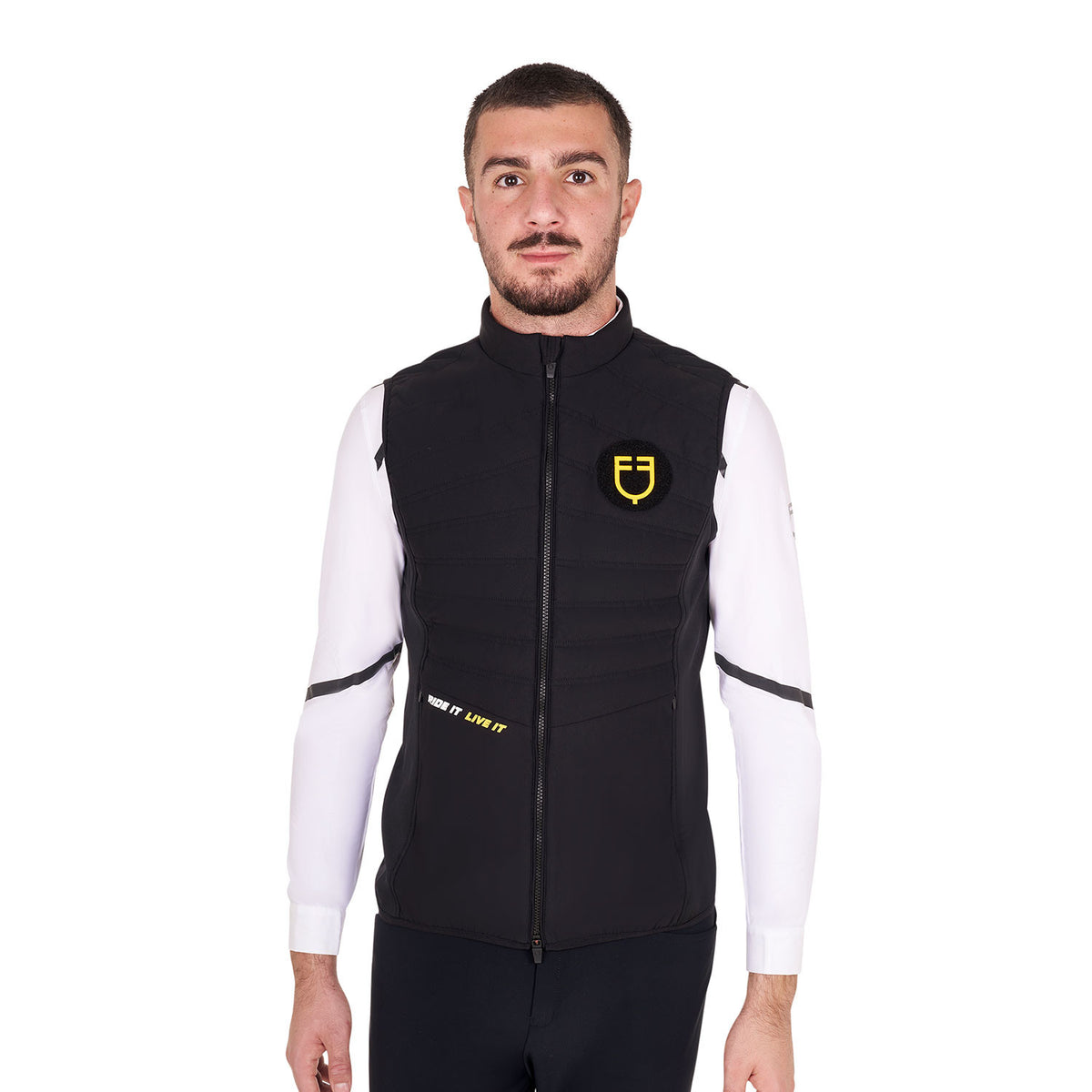 Equestro Men's slim fit sleeveless jacket in technical fabric