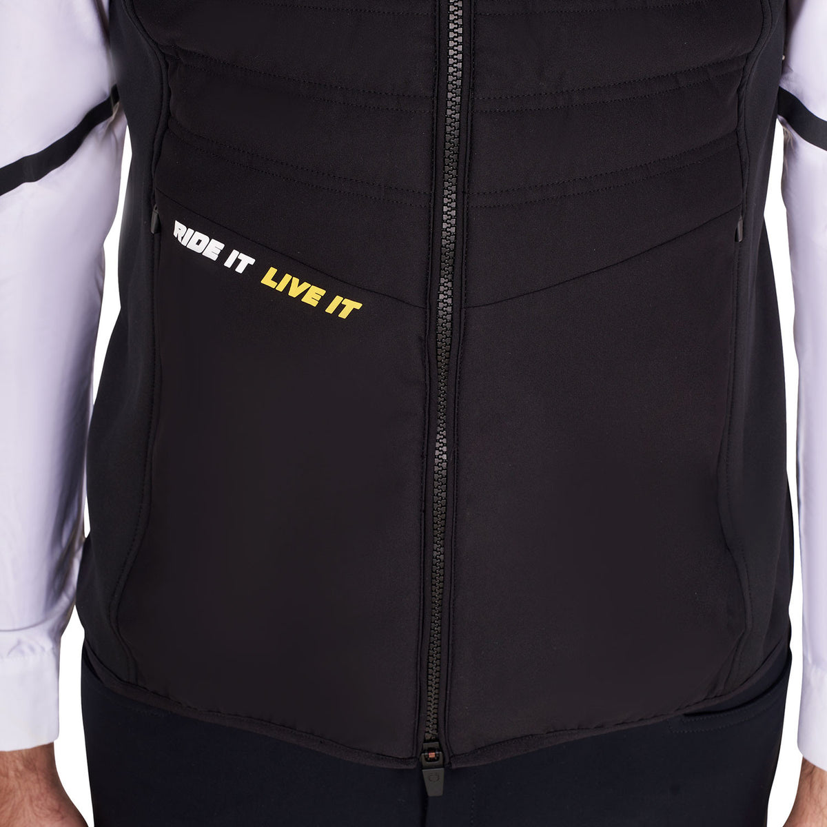 Equestro Men's slim fit sleeveless jacket in technical fabric