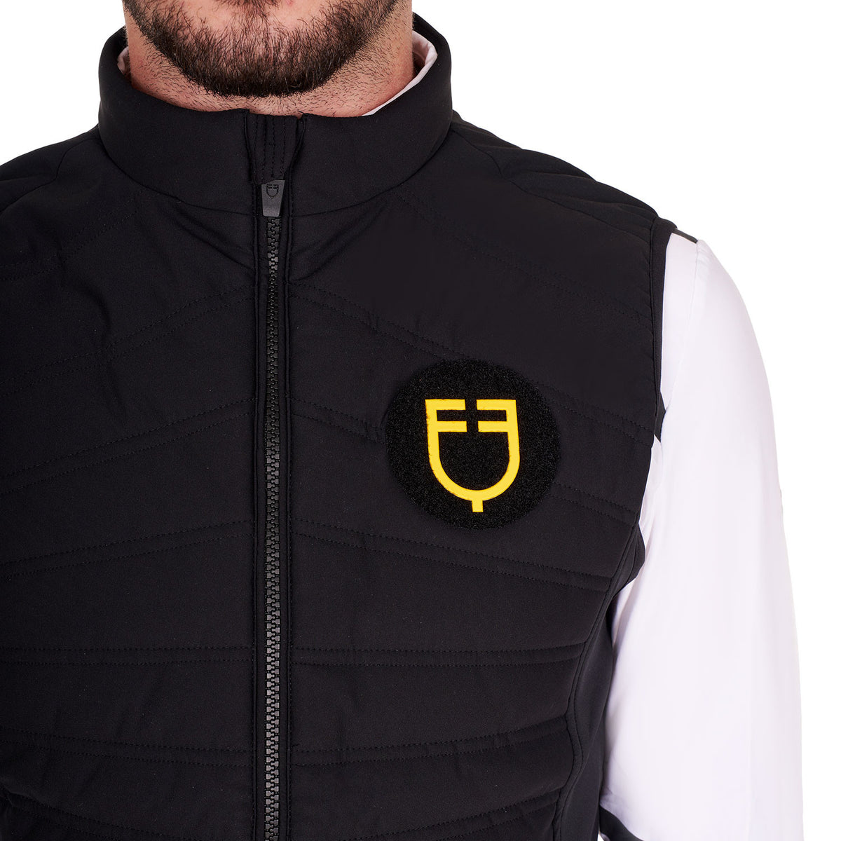 Equestro Men's slim fit sleeveless jacket in technical fabric