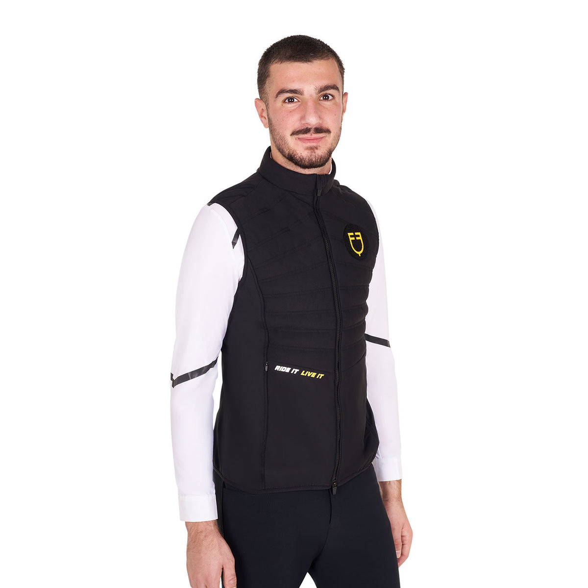 Equestro Men's slim fit sleeveless jacket in technical fabric