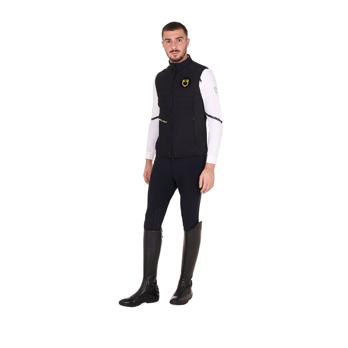 Equestro Men's slim fit sleeveless jacket in technical fabric
