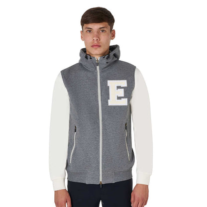 Equestro Men's institutional two-tone hoodie with front zip