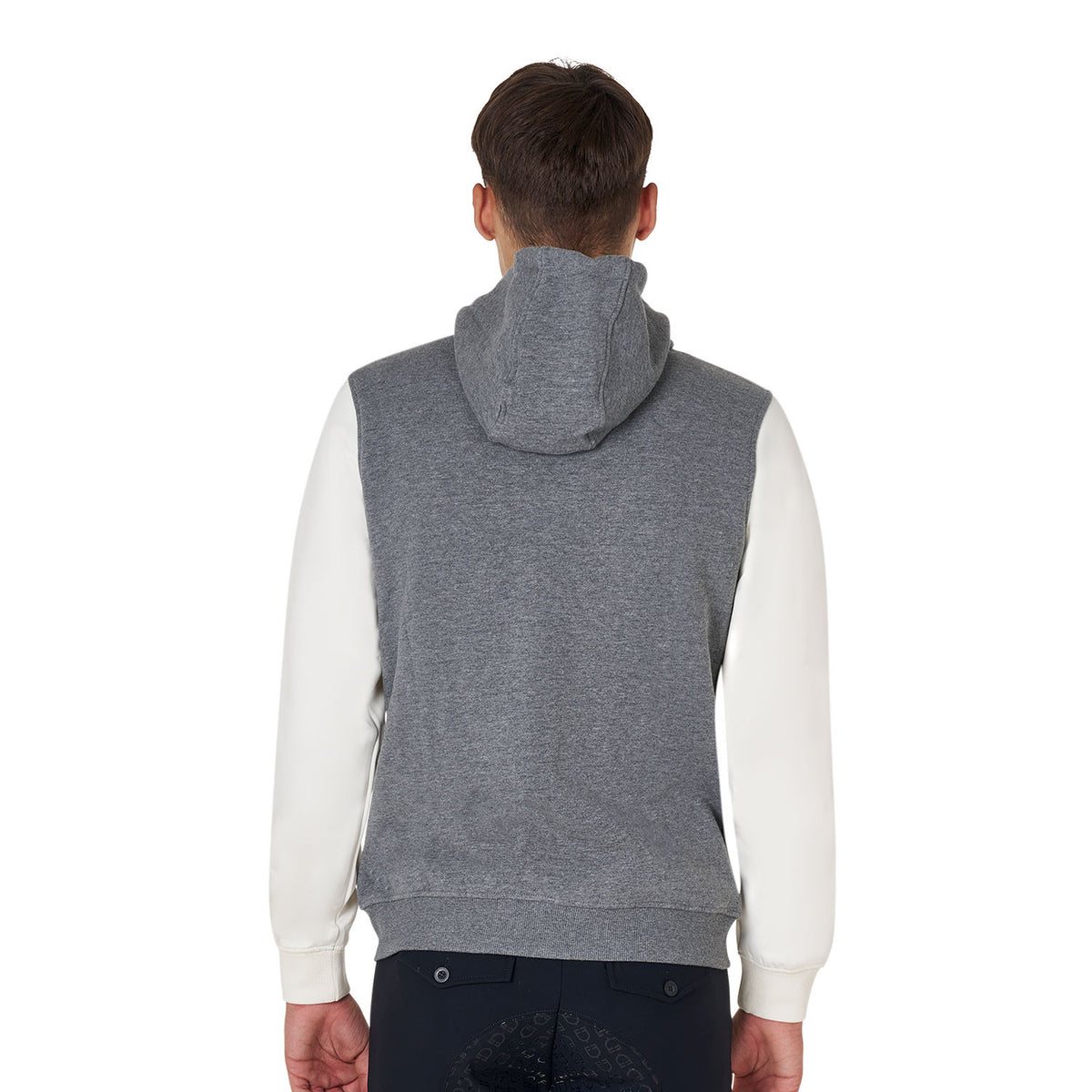 Equestro Men's institutional two-tone hoodie with front zip