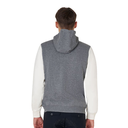 Equestro Men's institutional two-tone hoodie with front zip