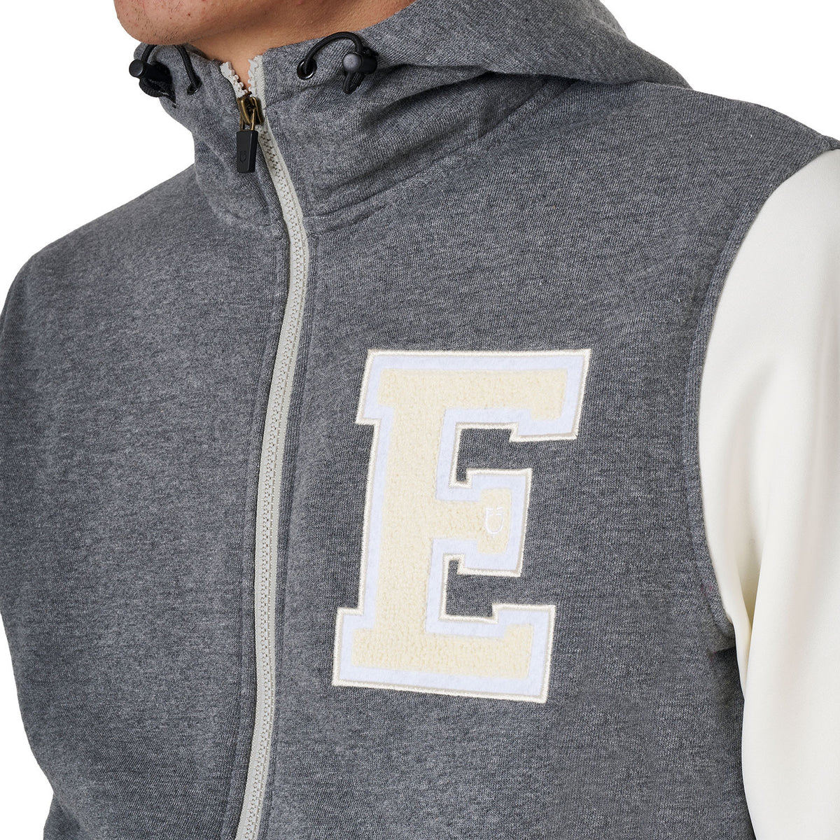 Equestro Men's institutional two-tone hoodie with front zip