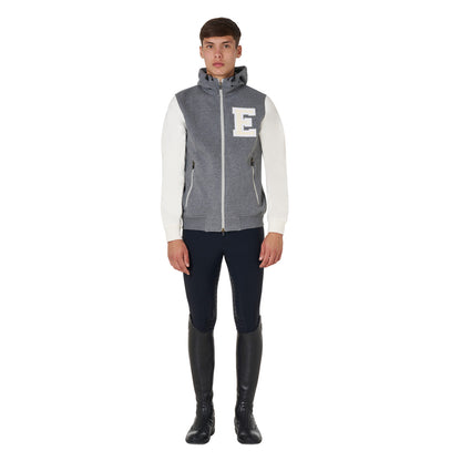 Equestro Men's institutional two-tone hoodie with front zip
