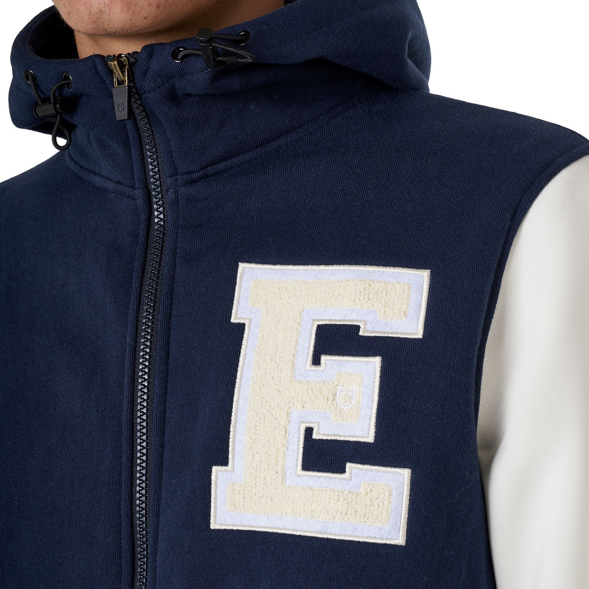 Equestro Men's institutional two-tone hoodie with front zip
