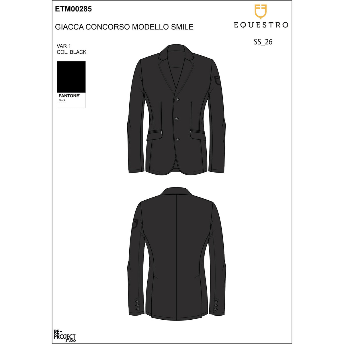 Equestro Men's Girasol competition jacket with embossed logo