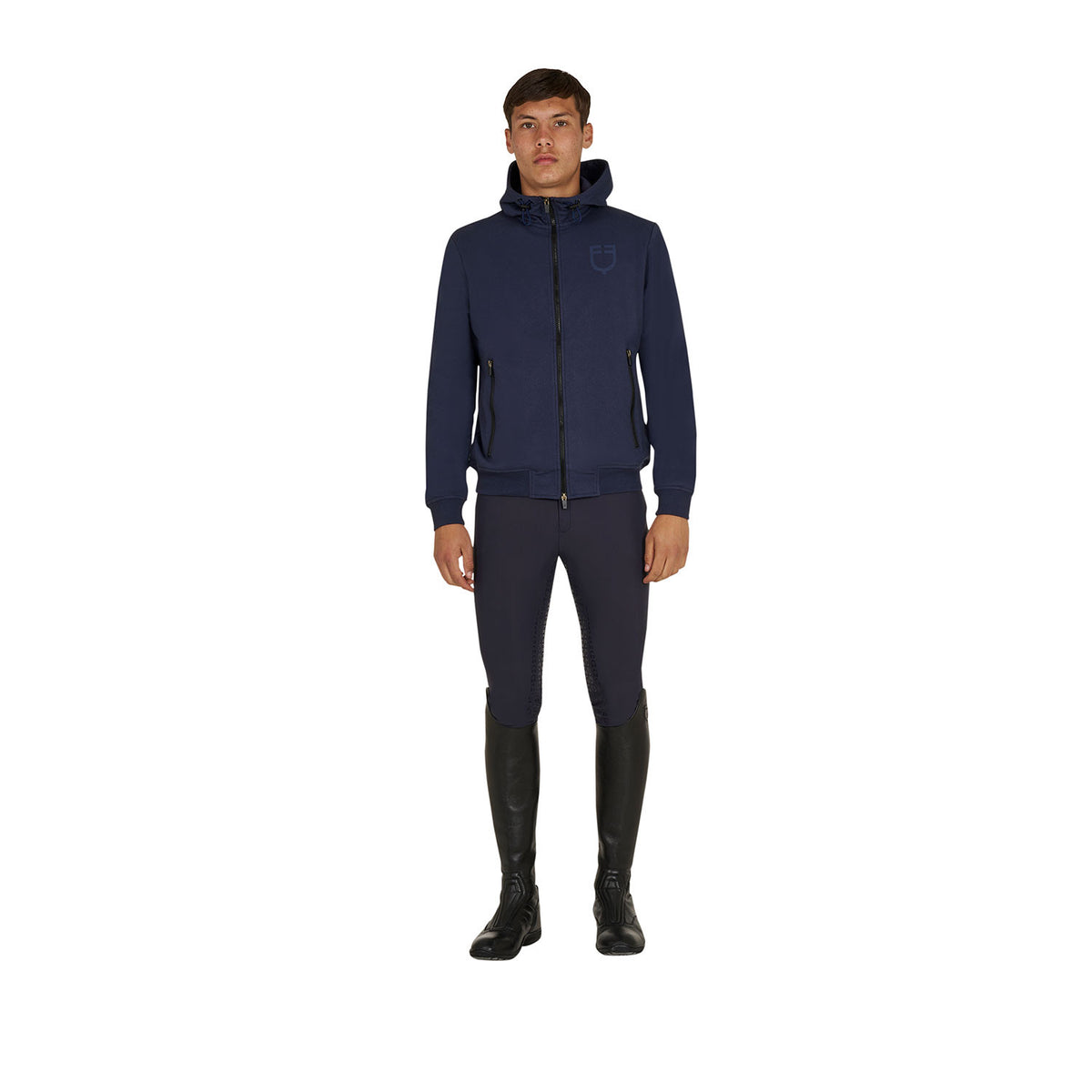 Equestro Men's sweatshirt with adjustable hood and zip