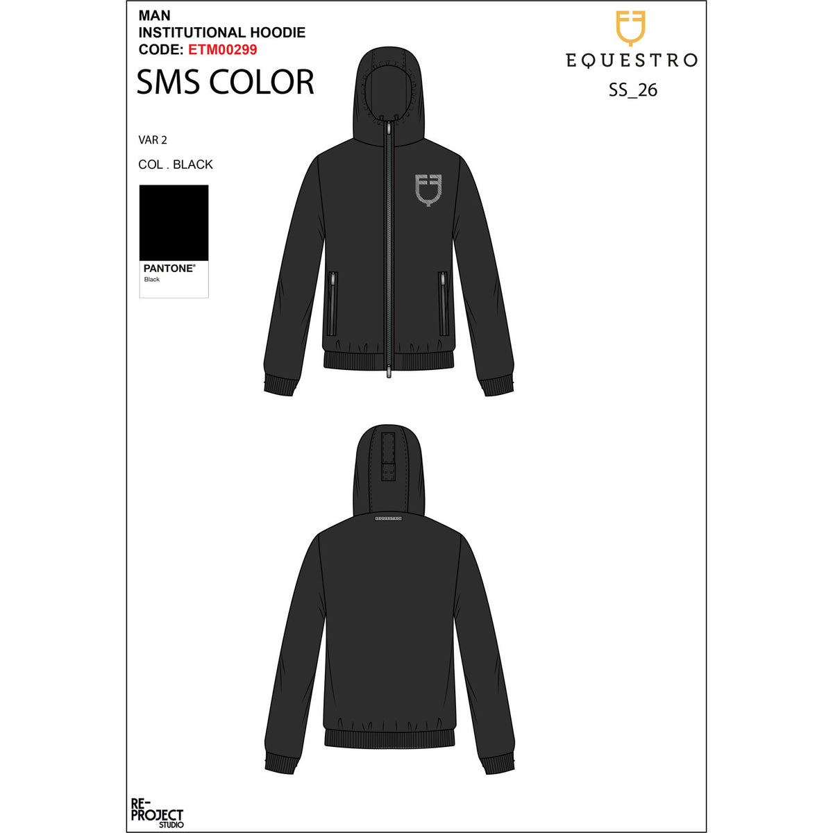 Equestro Men's sweatshirt with adjustable hood and zip
