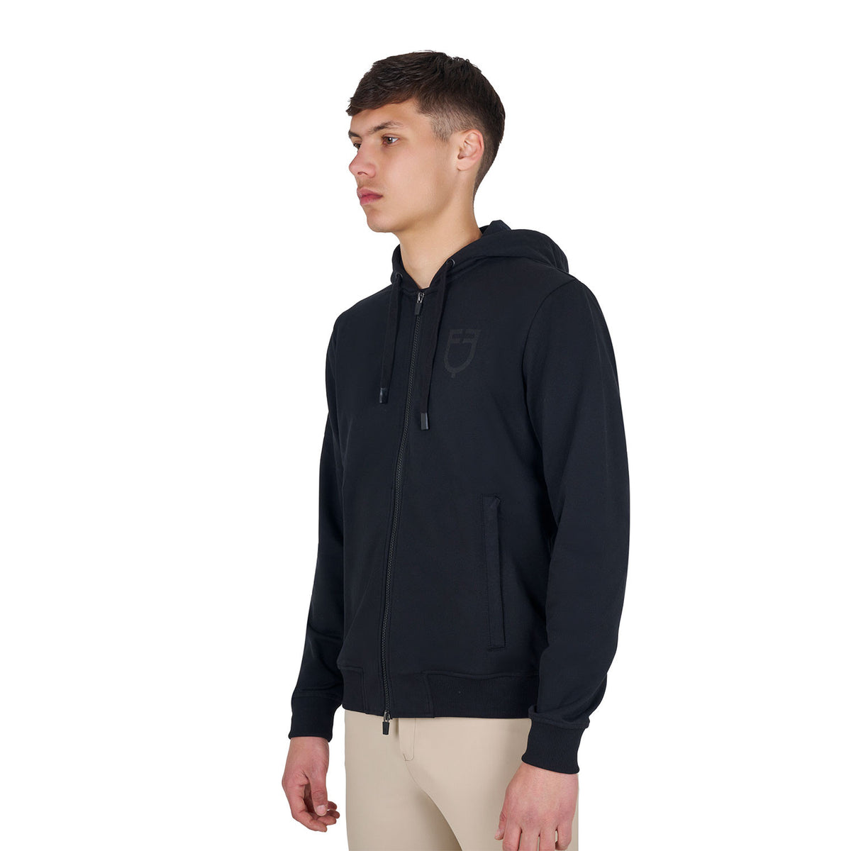 Equestro Men's sweatshirt with adjustable hood and zip