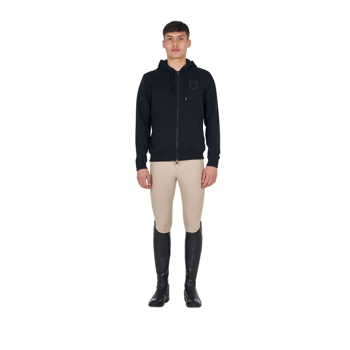 Equestro Men's sweatshirt with adjustable hood and zip