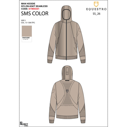 Equestro Men's technical sweatshirt with hood and micro-mesh inserts