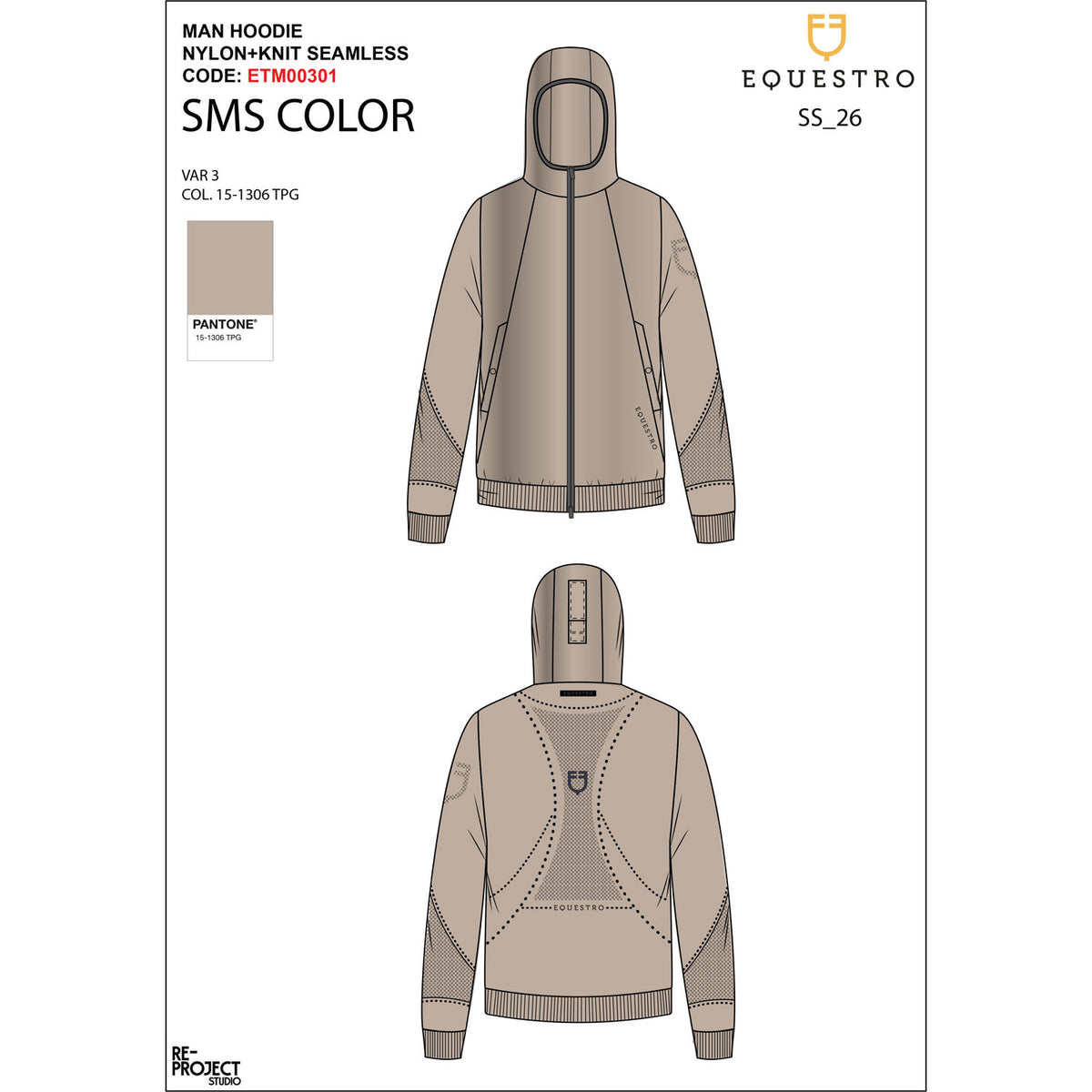 Equestro Men's technical sweatshirt with hood and micro-mesh inserts
