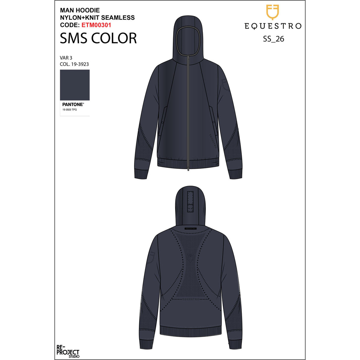 Equestro Men's technical sweatshirt with hood and micro-mesh inserts