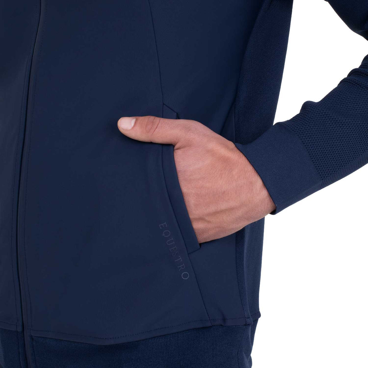 Equestro Men's technical sweatshirt with hood and micro-mesh inserts
