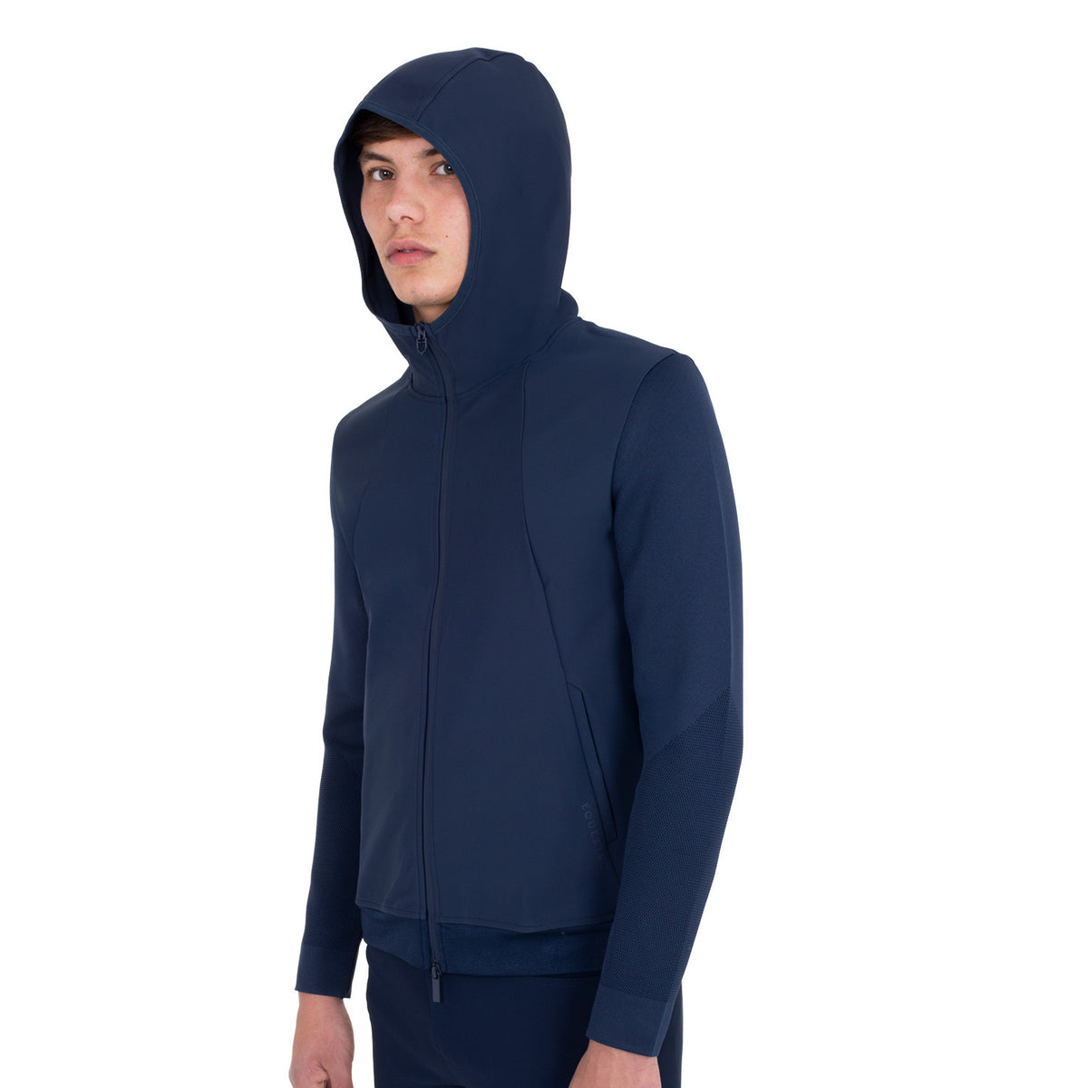 Equestro Men's technical sweatshirt with hood and micro-mesh inserts