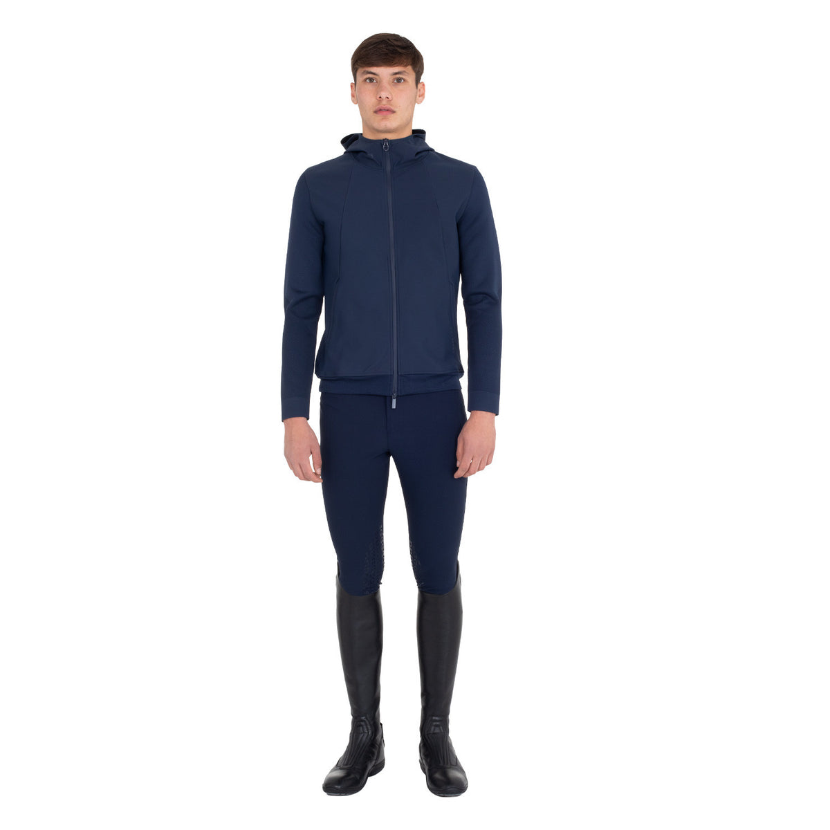 Equestro Men's technical sweatshirt with hood and micro-mesh inserts