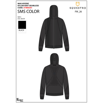 Equestro Men's technical sweatshirt with hood and micro-mesh inserts