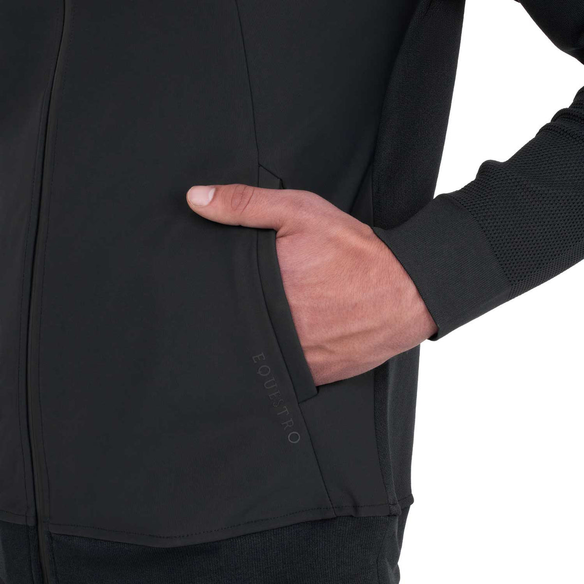 Equestro Men's technical sweatshirt with hood and micro-mesh inserts