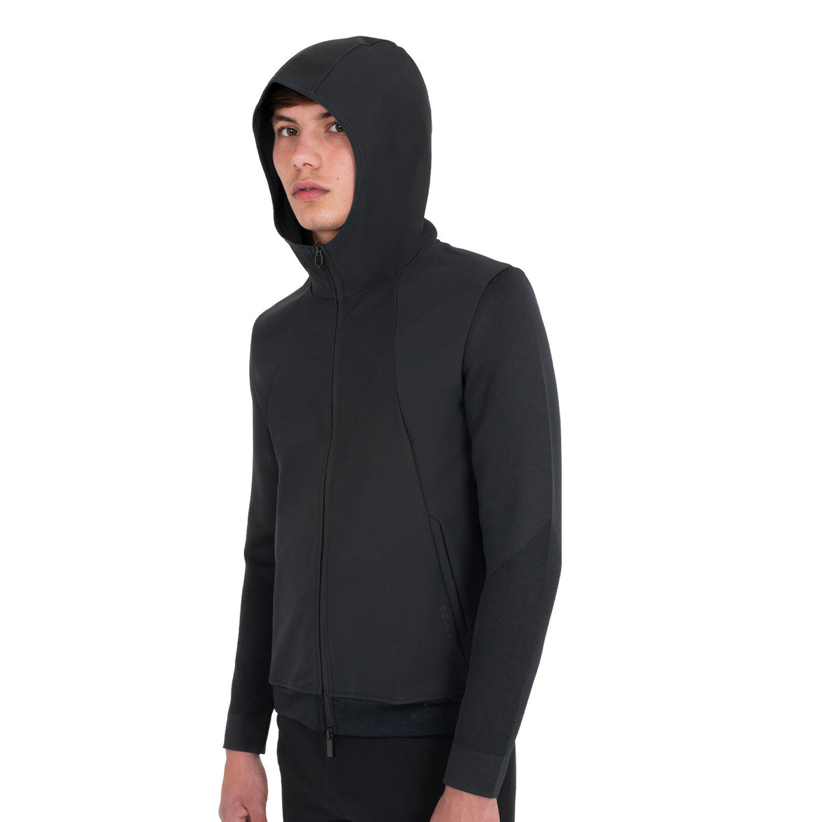 Equestro Men's technical sweatshirt with hood and micro-mesh inserts