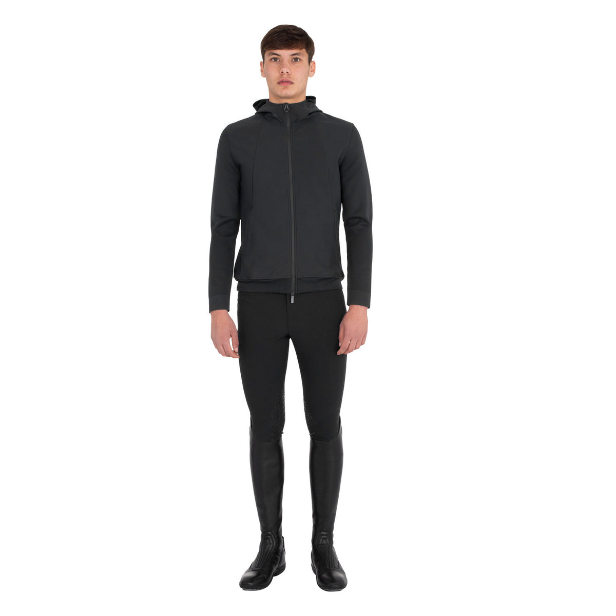 Equestro Men's technical sweatshirt with hood and micro-mesh inserts