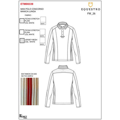 Equestro Men's competition polo shirt with mesh and ribbed inserts