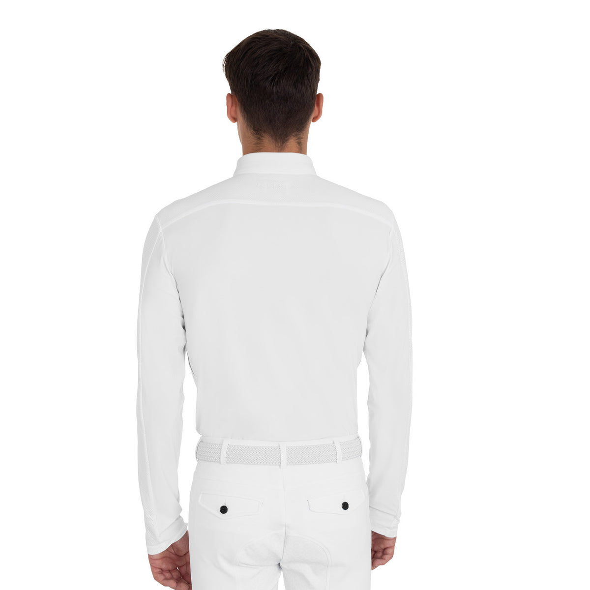 Equestro Men's competition polo shirt with mesh and ribbed inserts