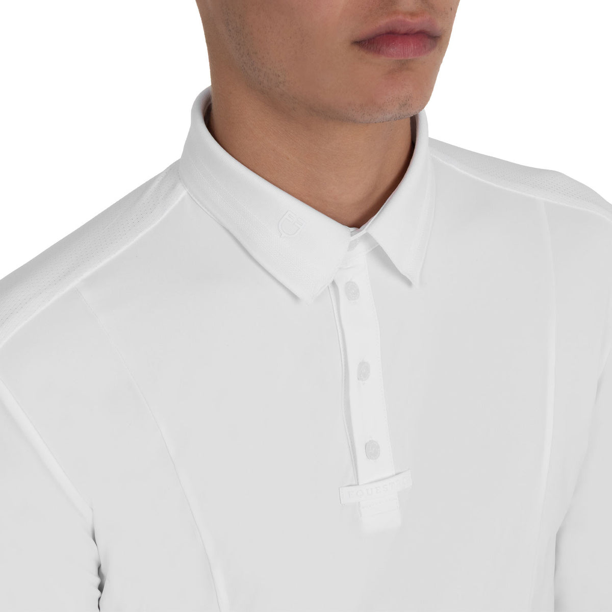 Equestro Men's competition polo shirt with mesh and ribbed inserts