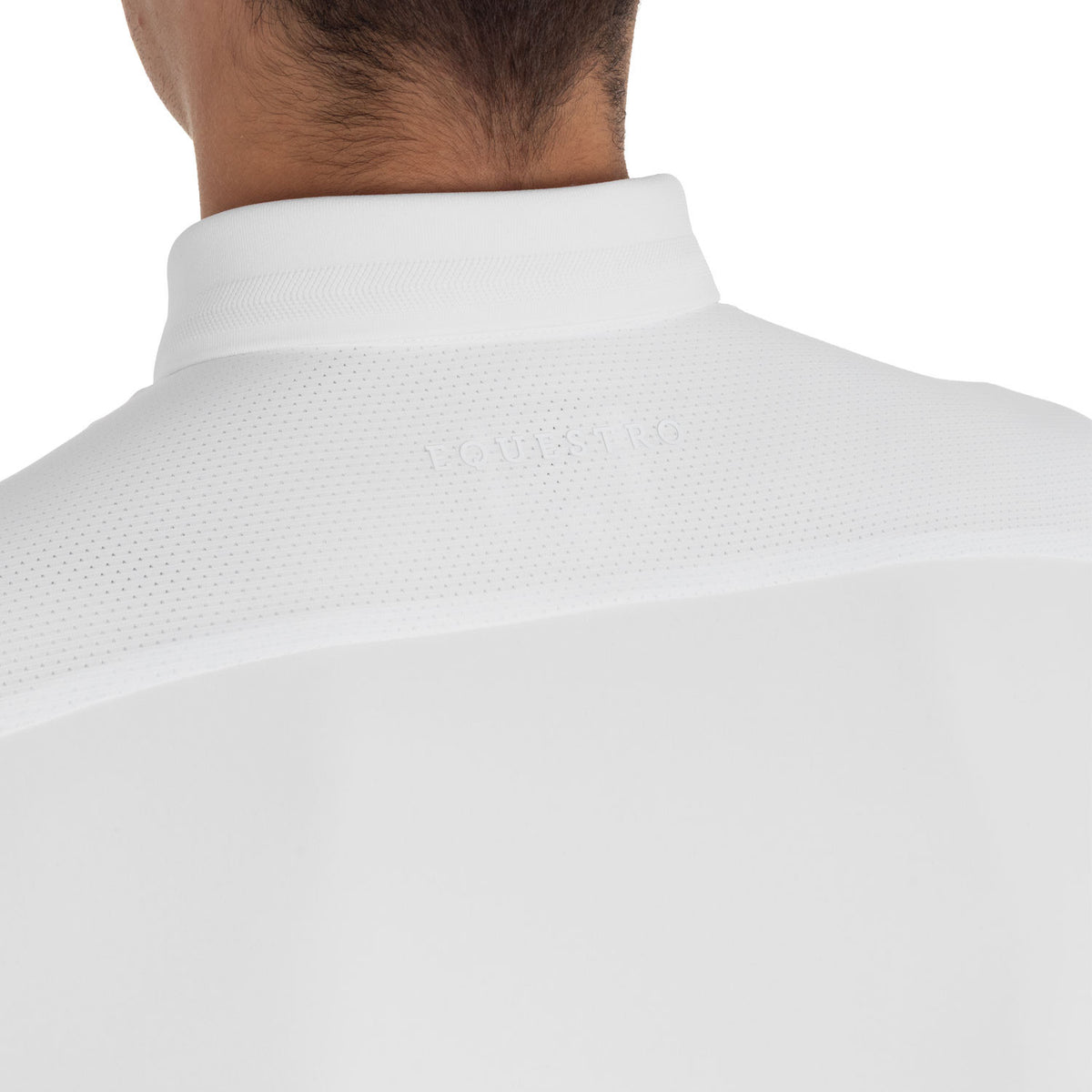 Equestro Men's competition polo shirt with mesh and ribbed inserts